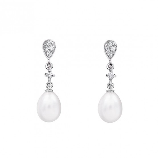 Pendientes de novia de oro blanco de18k con perlas ovaladas (79B0201TE1) 1