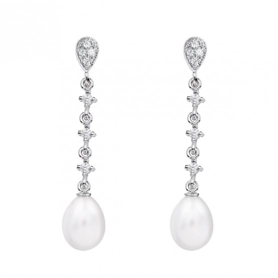 Pendientes de novia en plata y topacios con perlas (79B0203TE1) 1