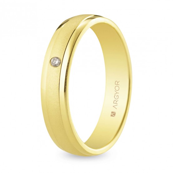 Alianza con diamante boda oro 4mm (5140044D)