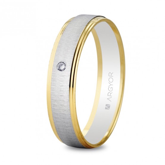 Alianza de boda de oro bicolor con un diamante modelo 5245466D de ARGYOR