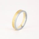 Alianza de boda plana con ranuras oro bicolor satinado D0245S00A