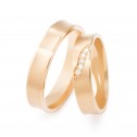 Alianza de boda cóncava en oro rosa satinado con diamantes C1145S5BR