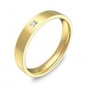 Alianza de boda en oro amarillo plana gruesa con diamante B0135P1PA
