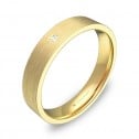 Alianza de boda en oro amarillo plana gruesa con diamante B0140S1PA