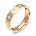Alianza de boda en oro rosa pulido con diamantes B0145P3BR