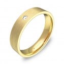 Alianza de boda en oro amarillo plana gruesa con diamante B0145S1BA