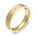 Alianza de boda oro amarillo plana gruesa con diamante B0145S1PA