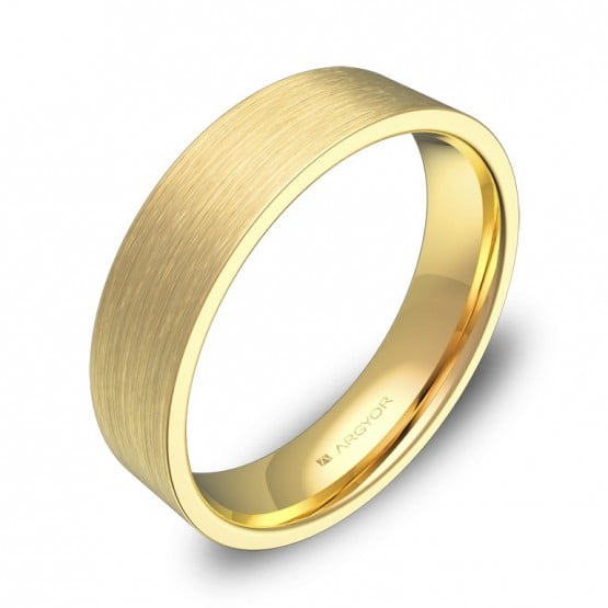 Alianza de boda plana gruesa 5,0mm en oro amarillo satinado B0150S00A