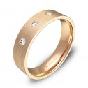 Alianza de boda oro rosa plana gruesa con diamantes B0150S3BR