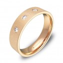 Alianza de boda oro rosa plana gruesa con diamantes B0150T3BR