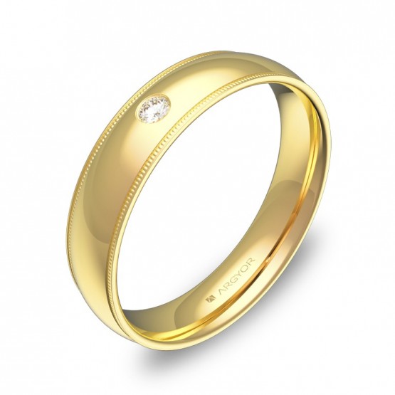 Alianza de boda con biseles en oro amarillo con diamante C3145P1BA