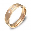 Alianza de boda plana con ranuras 5mm oro rosa con diamantes C3450C3BR