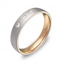 Alianza de boda media caña 4mm en oro bicolor con diamantes D1040S3BR