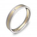 Alianza de boda 4mm oro bicolor satinado con diamante D1540S1PA
