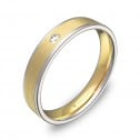 Alianza de boda con biseles 4mm en oro bicolor con diamante D2440C1BA