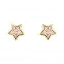 Pendientes oro Estrella con zafiros rosa (76APE005ZR)