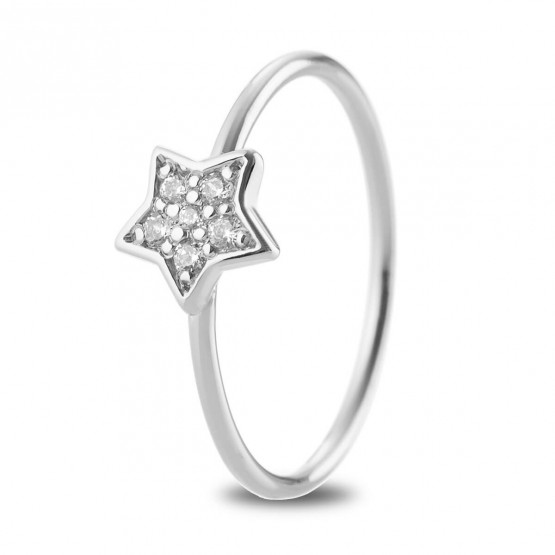 Anillo Estrella de diamantes en oro blanco 18k (76BAN005)