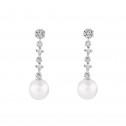 Pendientes de perlas y diamantes o topacios para novia en oro blanco (79B0602TD1 | ARGYOR)